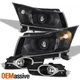 Fit 11-14 Chevy Cruze Black Projector Headlight + Chrome Bumper Fog Light Set