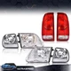 Chrome/Clear Headlights+Red Tail Lights Fit For 97-03 Ford F-150 Left+Right Side