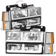 Fit 94-00 GMC C/K 1500-3500 F-LED DRL Headlight+Signal+Amber Corner Lamp Chrome