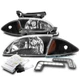FOR 00 01 02 CHEVY CAVALIER BLACK HEADLIGHT LAMP W/BUMPER LED DRL+HID KIT LH+RH FOR 00 01 02 CHEVY CAVALIER BLACK HEADLIGHT LAMP W/BUMPER LED DRL+HID KIT LH+RH