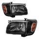 2x Black Front Headlights Headlamps + Bumper Lights For Toyota Tacoma 2001-2004