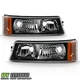 Black 2003-2006 Chevy Silverado Bumper Corner Signal Parking Lights Lamps Set