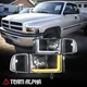 Fits 1994-2002 Dodge Ram 1500 2500 3500 Black/Clear Headlights L-Pattern LED