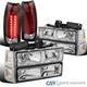 Fits 94-98 GMC C/K 1500 Clear Headlights+Bumper Signal Lamps+Red LED Tail Lamps