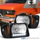 Fits 1992-2006 Ford E250 E350 Econoline Black LED Strip Headlights+Corner Lamps