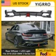 For 2019-2022 BMW G20 3 Series Sport CMS Carbon Fiber Style Rear Diffuser W/ LED