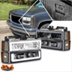 For 88-93 Chevy C/K 1500-3500 Suburban Square LED DRL Headlights Smoked/Amber