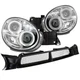 For Subaru Impreza Chrome Halo LED Projector Headlights+Black Mesh Grill