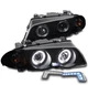 For 99-01 BMW 3 Series E46 4dr LED Halo Black/Smoke Projector Headlight+Blue DRL