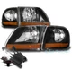 For 97-03 Ford F-150 Pickup Harley Davidson Style Headlight Black +50W 8000K HID
