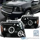 Fit 2007-2013 Avalanche Suburban Tahoe Pearl Black LED Halo Projector Headlights