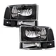 FOR 99-04 FORD F250 F350 SUPER DUTY BLACK HOUSING CLEAR CORNER HEADLIGHT LAMPS