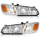 For 2000-2001 Toyota Camry Headlights Chrome Headlamp+Corner Lights L+R Pair