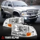 Fits 1997-2004 Dodge Dakota/Durango[Chrome/Clear]Amber Corner 1-Piece Headlight