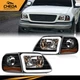 Fit For 97-04 F150 Expedition Clear LED Headlights & Corner Parking Lights Black