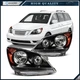 Pair Headlights Assembly 2005-2010 For Honda Odyssey 3.5L Black Housing