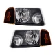 Halogen Headlight Assembly Set For 2001-2011 Ford Ranger Amber Clear Black Halogen Headlight Assembly Set For 2001-2011 Ford Ranger Amber Clear Black