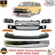 Front Bumper Chrome & Headlight Kit For 2003-2023 Chevy Express 2500 3500 4500