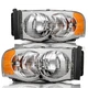 Chrome Amber Headlights For 2002-2005 Dodge Ram 1500 2500 3500 LH+RH
