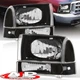 Black OE Style Driving Head Lights + Bumper Lamp For 1999-2004 Ford F250 F350 SD