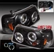 FOR 01-11 FORD RANGER HALO LED 2IN1 PROJECTOR HEADLIGHTS LAMPS BLACK LEFT+RIGHT