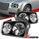 Fit 2005-2010 Chrysler 300 Black Halogen Projector Headlights Head Lamps 05-10