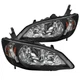 Black Fits 2004-2005 Honda Civic 2/4Dr Headlights Head Lamps Left+Right Pair