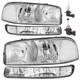 Pair Headlights For 1999-2006 GMC Sierra 1500 2500 Yukon XL w/High&Low Beam Bulb