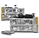 88-93 CHEVY/GMC C/K 1500 2500 3500 CRYSTAL HEADLIGHTS CHROME W/BUMPER+CORNER+DRL