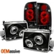 Fits 97-00 Toyota Tacoma JDM Black Dual Halo Projector LED Headlights+Tail light