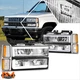 For 88-93 Chevy C/K 1500-3500 Suburban C-Shape LED DRL Headlights Chrome/Amber