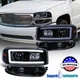 Fit 2000-2006 Yukon Denali Black Smoke Projector Headlights LED Bar+Bumper Lamps