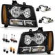 Pair Headlights For 2007-2014 Chevy Suburban Tahoe Avalanche Lamps W/Bulbs L+R