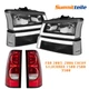 Black Headlights & Red Tail Light For 2003-2007 Chevy Silverado Avalanche 1500