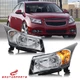 Pair Black Headlights For 2011-2015 Chevy Cruze Sedan 4-Door Headlamps