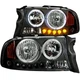 Black Clear Lens Crystal Headlight Set w/Halo for 1997-2004 Dodge Dakota
