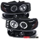 Fit 2000-2006 GMC Sierra Yukon Smoke LED Halo Projector Headlights+Bumper Lamps