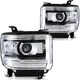 Pair For 2015-2019 GMC Sierra 2500HD Chrome Housing Clear Headlights Assembly