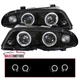 Black Projector Headlights Fits 1999-2001 BMW E46 323i 328i Sedan LED Halo Lamps