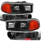 Fit 2001-2006 GMC Sierra Yukon XL Denali Black Headlights+Corner Bumper Lamps