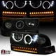 Black Smoke Fit 1998-2004 Chevy S10 Pickup Blazer Projector Headlight LED Bumper