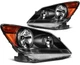Pair Headlights Assembly For 2008 2009 2010 Honda Odyssey 3.5L Black Housing