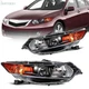 For 2009-2014 Acura TSX Headlights Assembly Black Housing Headlamp Left+Right