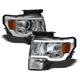Topline For 2009-2014 Ford F150 Full LED Strip Projector Headlights Amber Chrome