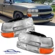 Pair Chrome Housing Headlights Assembly For 1999-2002 Chevy Silverado 1500 2500