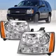 For Chevy Avalanche Suburban Tahoe 2007-2013 14 Chrome Headlights Headlamp Pair