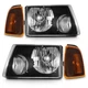 Pair Headlights Assembly For 2001-2011 Ford Ranger Black Headlamps LH+RH,Used