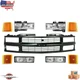 Fits 1994-2000 Chevrolet C/K-Series Front Black Grille And Headlights Kits 9PC