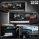 Black Fits 1994-2001 Dodge Ram 1500 2500 3500 LED Strip Projector Headlights L+R