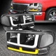 [SWITCHBACK F-LED DRL TURN SIGNAL]FOR 99-07 SIERRA YUKON HEADLIGHTS BLACK/CLEAR